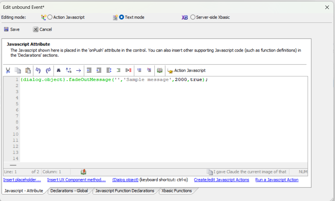 Using Ctrl-O while editing JavaScript.